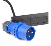 kenable PDU 6 Way UK Sockets 32A Commando Power Distribution Unit 19" Rack Mount Horizontal 4mm² Cable 3m