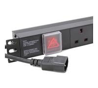 kenable PDU 6 Way UK Sockets Horizontal Power Distribution Unit with C14 IEC Plug 13A 1.8m Cable Without Surge Protection Black