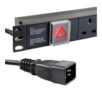 kenable PDU 6 Way UK Sockets Horizontal Power Distribution Unit with C20 IEC 16A Input Plug 1.8m Cable Without Surge Protection
