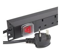 kenable PDU 6 Way UK Sockets Power Distribution Unit 19 Inch Rack Mount 1U Horizontal Switched 13A with 5m Cable
