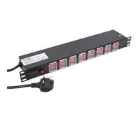 Kenable Pdu C13 Switched Panel Iec Outputs X 8 With Uk 3 Pin Plug Power Cable 1U 19 Inch