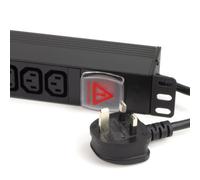 kenable PDU Power Distribution Unit 12 Way IEC C13 Sockets Horizontal Rack Mount UK Plug 3m Cable 3250W Without Surge Protection Black Aluminium