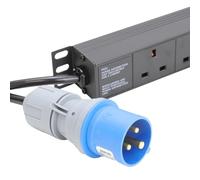 kenable PDU Power Distribution Unit 10 Way UK Sockets 16A Commando Plug Vertical Mount 3m Cable