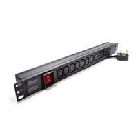 kenable Power Distribution Unit UK to 12 Way C13 IEC Sockets 19 inch Horizontal PDU