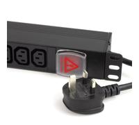 kenable PDU Power Distribution Unit 12 Way IEC C13 Sockets Horizontal Rack Mount UK Plug 3m Cable 3250W Without Surge Protection Black Aluminium