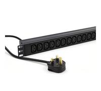 kenable PDU Power Distribution Unit 16 Way IEC C13 Sockets Horizontal Rack Mount UK Plug 2500W 1.8m Black