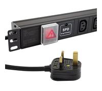 kenable PDU Power Distribution Unit 6 Way C13 Sockets UK Plug Horizontal with Surge Protection 3m