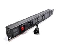 kenable PDU Power Distribution Unit 6 Way C13 Sockets with C14 Input Horizontal Rack Mount 10A 1.8m Cable Without Surge Protection