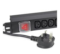 kenable PDU Power Distribution Unit 6 Way IEC C13 Sockets Horizontal Rack Mount with UK Plug 13A 3000W 3m Black Without Surge Protection