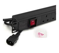 kenable PDU Power Distribution Unit 6 Way UK Sockets with IEC C14 Plug Horizontal Rack Mount 13A 3m Black