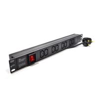 kenable PDU Power Distribution Unit 8 Way IEC C13 Sockets Horizontal Rack Mount UK Plug 13A 3250W 1.8m Black