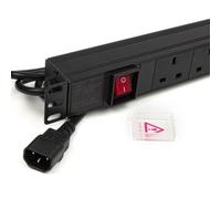 kenable PDU Power Distribution Unit 6 Way UK Sockets with IEC C14 Plug Horizontal Rack Mount 13A 3m Black
