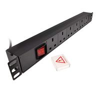 kenable PDU UK Sockets 6 Way with UK Plug Power Distribution Unit Horizontal 1U 1.8m
