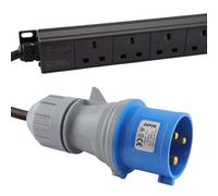 kenable PDU 8 Way UK Sockets 32A Commando Plug Power Distribution Unit Rack Mount Vertical 19 Inch 3m Cable 4000W