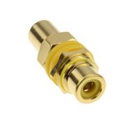 kenable Phono RCA Panel Mount Socket Coupler Yellow Composite Video Gold Plated 9mm Through Adapter for Wall Plates and Custom Installations