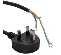 kenable Power Cable 3 Core Flex 0.75mm2 Bare End Eyelet to UK 3 Pin Mains Plug Lead 240V 3A Black 2m