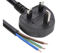 kenable Power Cable UK Plug 13A Fused to Bare Ended Wire 1.5mm² 3 Core Mains Lead HO5VV-F VDE Approved 2m Black
