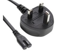 kenable Power Cable UK Plug to C7 Figure 8 Mains Lead 3A Fused for TV Laptop Audio Video 0.75mm 2m Black