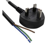 kenable Power Cable UK Plug to Bare Wire Ends 10A Fused 1.0mm² 3 Core Mains Lead 1m Black