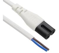 kenable Power Cord C7 Figure 8 to Bare End Cable 2 Core 2.5A 250V AC Mains Lead for TV Calculator White 2m