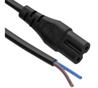 kenable Power Cord C7 Figure 8 to Bare End Cable 2 Core 2.5A 250V AC Mains Lead for TV Radio Calculator Black 5m