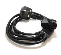Kenable Power Cord Uk Plug To 2 X C13 Iec Dual Kettle Lead Splitter Cable 2M (1.5M+50Cm)