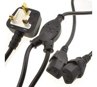 kenable Power Cord UK Plug to 2 x C13 IEC Dual Kettle Lead Splitter Cable 2m
