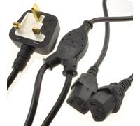 kenable Power Cord UK Plug to 2 x C13 IEC Dual Kettle Lead Splitter Cable 2m