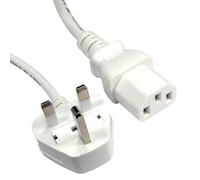 kenable Power Cord UK Plug to IEC C13 Cable Kettle Lead Mains White 1.8m 6ft