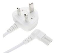 Power Cord UK Plug to Right Angle Figure 8 Lead Cable C7 3m WHITE