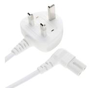 Power Cord UK Plug to Right Angle Figure 8 Lead Cable C7 0.5m WHITE