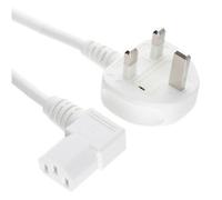 kenable Power Cord UK Plug to Right Angle IEC C13 Cable kettle lead 2m White [2 metres]