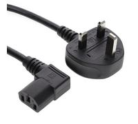 Power Cord UK Plug to Right Angle IEC C13 Cable (kettle lead) 3m