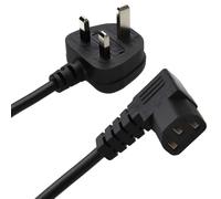 kenable Power Cord UK Plug to Right Angle IEC C13 Cable Kettle Lead 5A Fused 2m Black