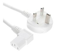 kenable Power Cord UK Plug to Right Angle IEC C13 Cable kettle lead 2m White [2 metres]