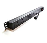kenable Power Distribution C14 Plug to UK 8 Way 19 inch Vertical Rack PDU 1.8m [1.8 metres]
