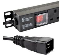 kenable Power Distribution Unit C20 to 12 Way UK Mains Socket 19 inch Horizontal PDU 16A 1.8m Cable Without Surge Protection