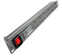 kenable Power Distribution Unit PDU 6 Way UK Sockets Horizontal Surge to 13A UK Plug 19 inch Rack Mounted 1U [6 Way Horizontal SURGED]