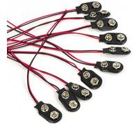 kenable PP3 9V Battery Snap Connector with 150mm Solder Leads - Black Clip-On Terminal with Colour Coded Wires - Pack of 10