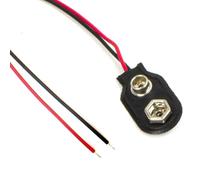 kenable PP3 9V Battery Snap Connector with 150mm Solder Leads | Colour Coded Tinned Wires | Polarised Clip-On Terminal for Square Batteries | Black | Single Unit