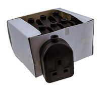 kenable Prise Extension Secteur UK 13A 250V Caoutchouc Noir 3 Broches BS1363/A - Lot de 10