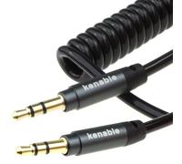 kenable PRO 22AWG COILED 3.5mm Stereo Jack Cable AUX Headphone Lead 1m Gold