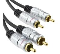 kenable Pro Audio Metal 2 x RCA Phono Plugs to Twin Plugs Cable Lead Gold 2m
