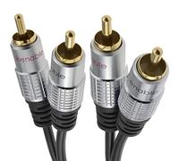 kenable Pro Audio Metal 2 x RCA Phono Plugs to Twin Plugs Cable Lead Gold 3m