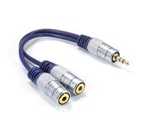 Pro Audio Metal 3.5mm Jack Stereo Headphone Splitter Cable Gold 15cm