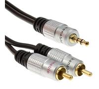 kenable Pro Audio Metal 3.5mm Stereo Jack to 2 RCA Phono Plugs Cable Gold 2m