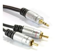 kenable Pro Audio Metal 3.5mm Stereo Jack to 2 RCA Phono Plugs Cable Gold 3m [3 metres]