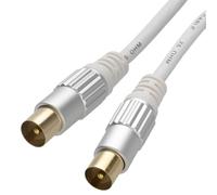 kenable Pro HQ Metal RF TV Aerial Coax Cable Gold Plated Freeview Male Plugs RG59 75Ohm White 2m