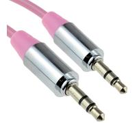 kenable PRO METAL 3.5mm Jack to Jack Stereo Audio Cable 24K Gold Plated Contacts Low Loss Lead Pink 1m
