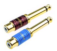 kenable PRO Metal 6.35mm Mono Jack Plug to RCA Phono Socket in Red and White [Pair] [RCA Phono to 6.35mm 1/4]